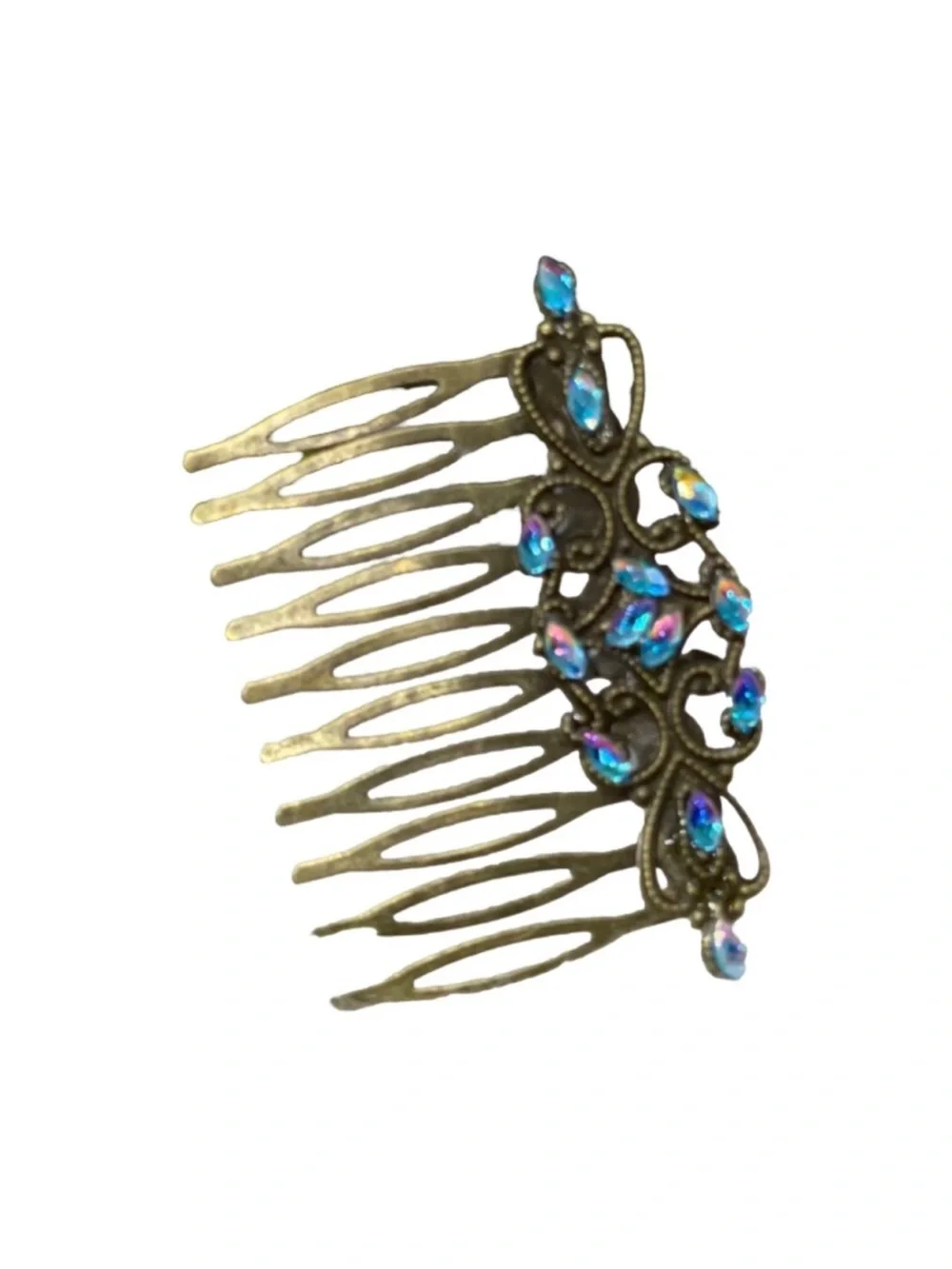 Elegant Blue Crystal and Gold Hair Comb 2.5”FINAL PRICE DROP